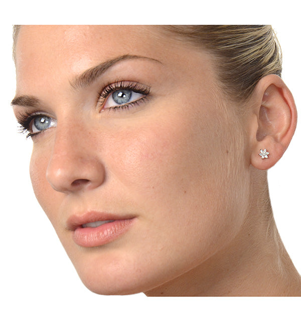 Diamond Cluster Earrings 0.30ct White Gold